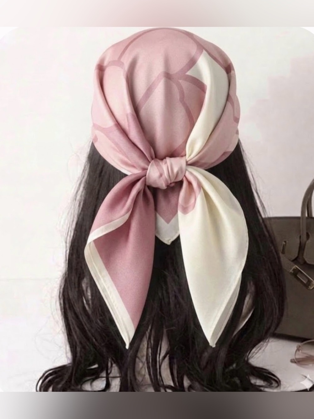 Women's Pink & Cream Satin Neck Scarf by